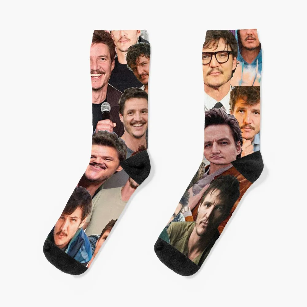 Pedro Pascal Photo Collage Socks MEN FASHION Funny socks hiking golf