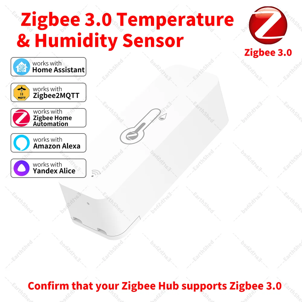 Zigbee 3.0 Temperature and Humidity Sensor Zigbee Hub Required work with Home Assistant Yandex Alexa ZHA Zigbee2MQTT