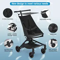 Poussette de voyage légère pour bébé, compacte et adaptée aux avions, conception pliante à une main, parfaite pour les tout-petits 2