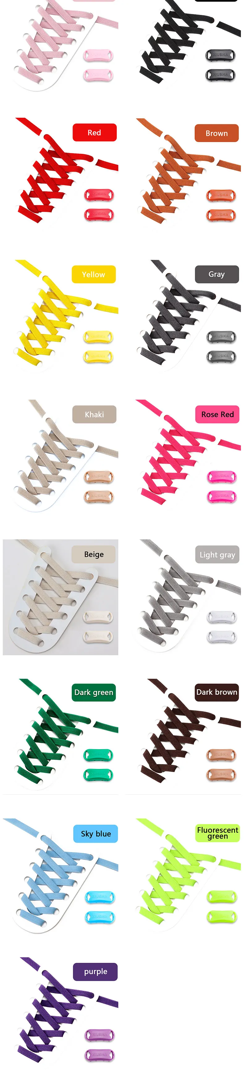 1 Paar elastische Schnürsenkel Turnschuhe Tennis ohne Krawatte Schnürsenkel Erwachsene Kinder 8mm breite Wohnungen Gummi Schnürsenkel ohne Krawatten Schuhe Zubehör – Detail 10