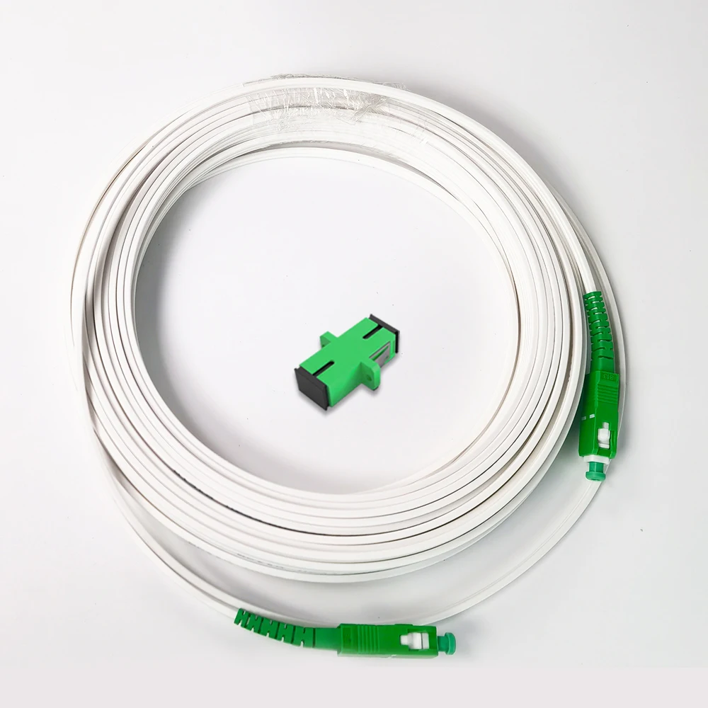 Indoor Fiber Drop Cable Optical Patch Cord FTTH SC/APC To SC/APC Single Mode Optical Fiber Cable With White Wire fiber optic cable