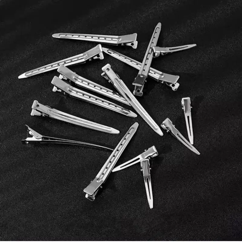 10pcs Long Hair Clips Hair Make Up Bangs Hair Fixing Tools Hair Clip Stainless Steel Duckbill Clip Type For Barber Makeup