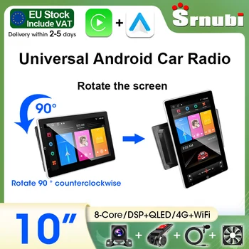 Srnubi Radio Multimedia Universal para Auto con Android Carplay de 10 Pulgadas, Reproductor 2Din con Pantalla IPS, Estéreo para Auto, Navegación GPS 4G, DSP, Pantalla Dividida, Unidad Principal 1