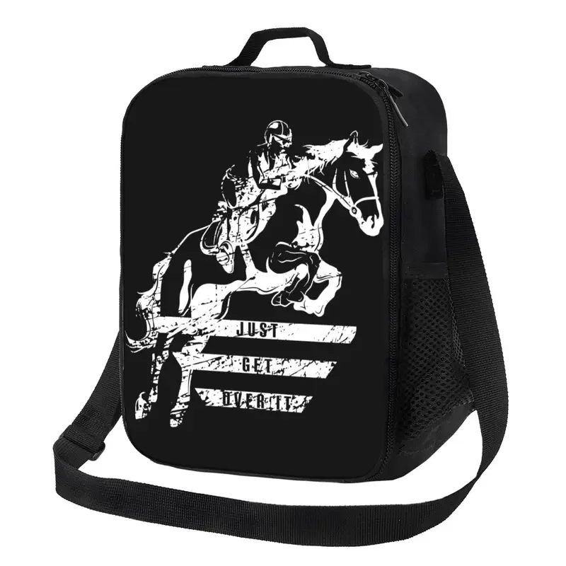 

Custom Show Jumping Horse Lunch Bag Men Women Cooler Thermal Insulated Lunch Boxes for Adult Office