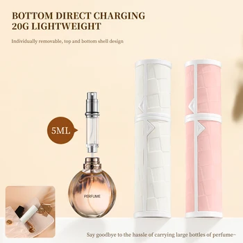 5ml Ultra-light Portable PU Leather Mini Perfume Atomizer Bottles Sprayer Travel Perfume Bottle Customized Refillable Bottles