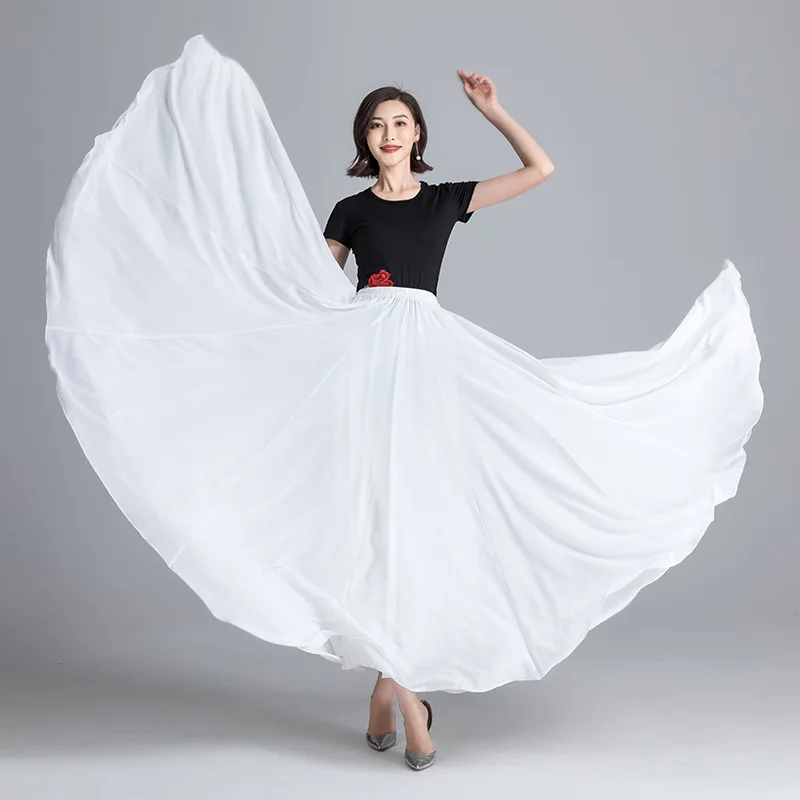 80-100cm Length 720 Degrees Big Swing Double Layer Chiffon Skirt Women Beach Summer Long Maxi Skirt Faldas Mujer wrap skirt