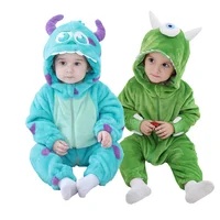 Baby Sully Monster Rompers Boy Girl Clothes 0-3Y Onesies Cute Funny Pajama Children Halloween Suit Cartoon Kigurumis Winter Warm 1
