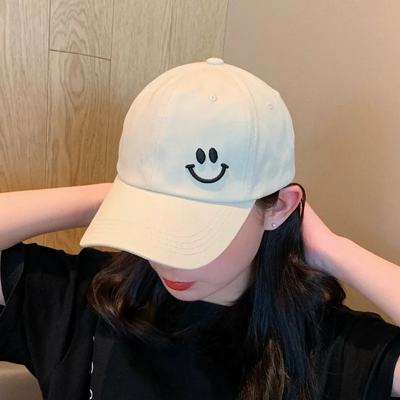 

New Smiley Face Trucker Hat Washed Dad Hats for Men Women Cute Baseball Caps Unstructured Smile Embroidered Cap gorras hombre