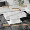 Led Coffee Table for Living Room, Living Room Table Rectangular Center Table, Modern High Glossy Wooden Coffee Tables with 16 Co 6