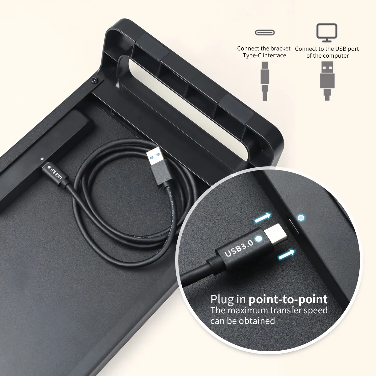 حامل شاشة كمبيوتر معدني مع 4 منافذ USB 3.0 وتخزين...