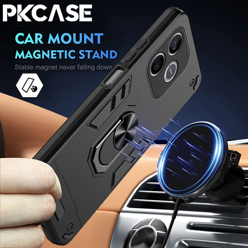 Shockproof Magnetic Bracket Phone Case with Ring Stand