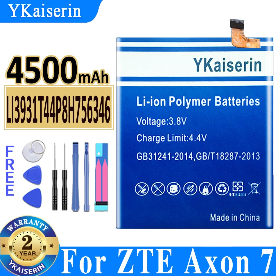 

YKaiserin Battery LI3931T44P8H756346 4500mAh For ZTE Axon 7 Axon7 5.5 Inch A2017 Bateria With Tracking Number