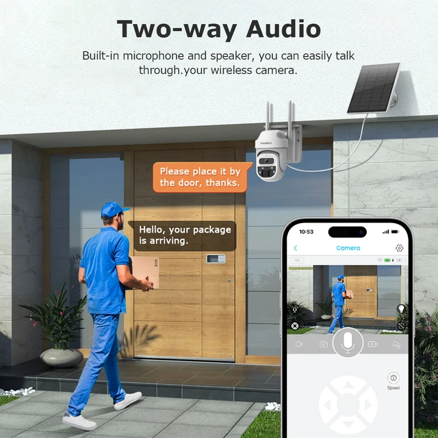 INQMEGA 4G Solar Panel Camera 3MP WIFI Night Vision Solar Security Battery Camera Two-Way Video PIR Human Detection Surveillance 4