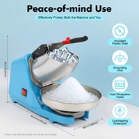 Broyeur à glace électrique, capacité de broyage robuste de 143,3 lb/h, lame en acier inoxydable 2200 tr/min, épaisseur de glace réglable avec protection contre la surchauffe, pour smoothies, cocktails et glace pilée. 6