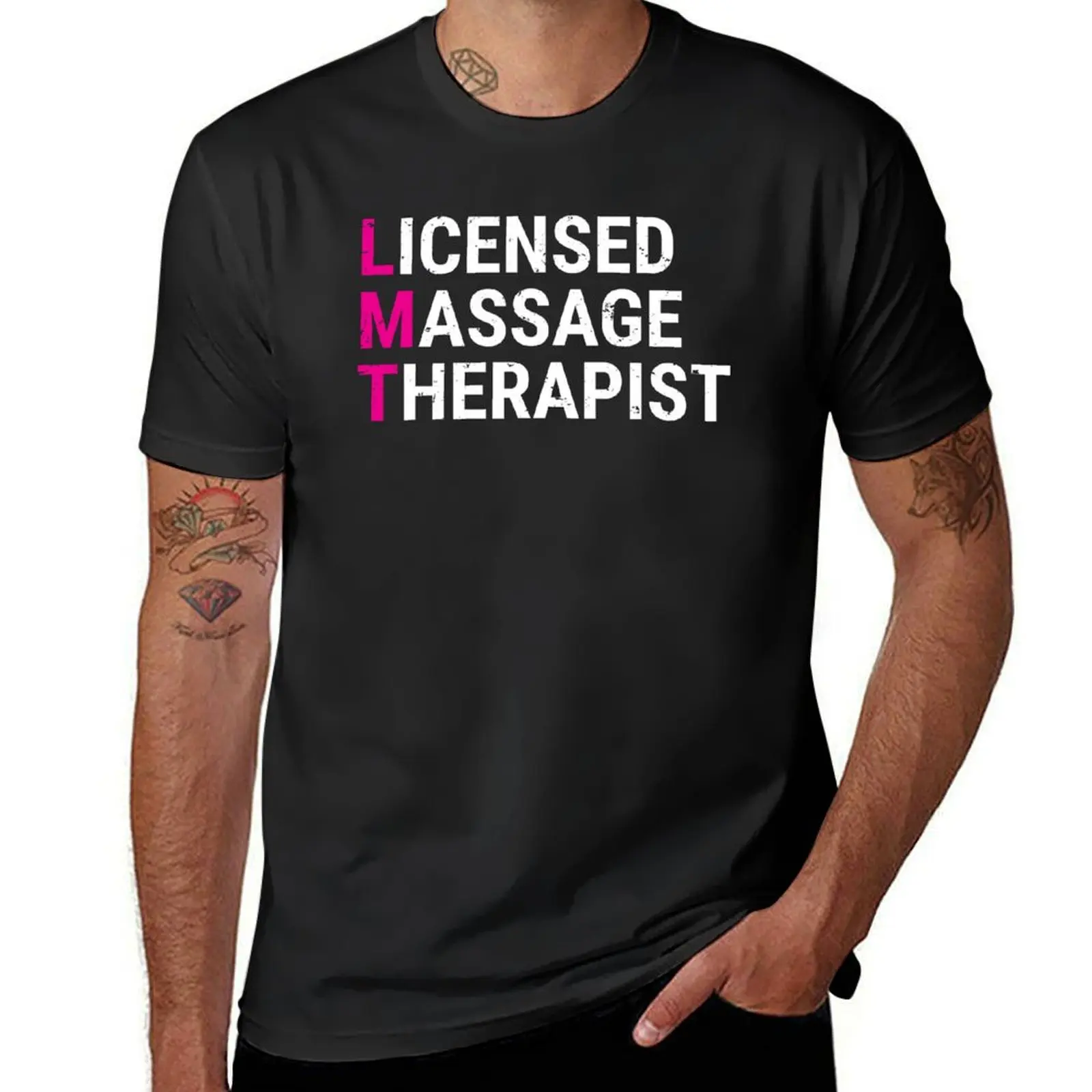LMT Licensed Massage Therapist T-Shirt customs graphics men graphic t shirts