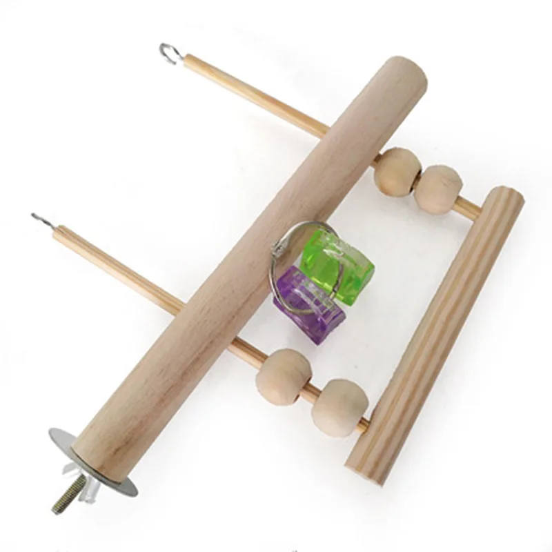 Parrot Bird Toys Swing Exercise Climbing Playstand Hanging Ladder Bridge Wooden Hammock With Bells