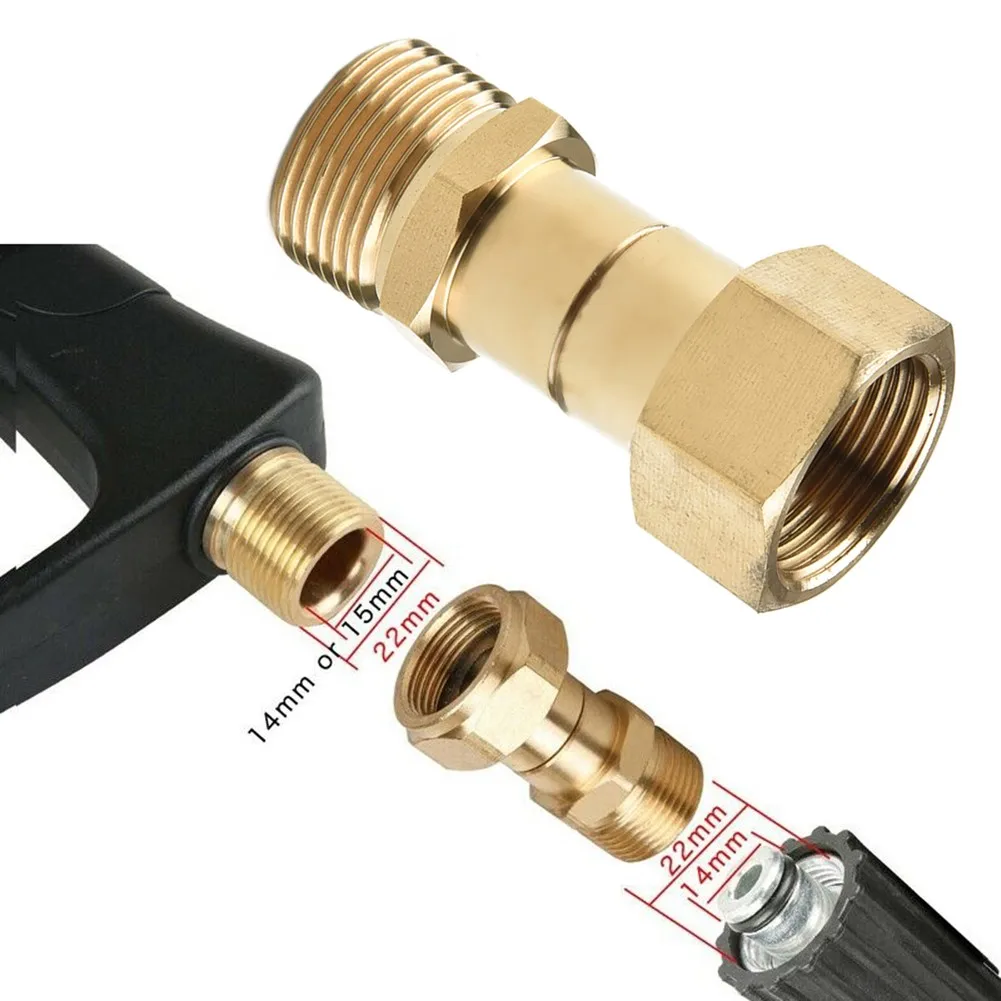 

Brass High Pressure Washer Swivel Joint Connector Hose Fitting M22 14mm Thread 360 Degree Rotation Hose Sprayer Connector