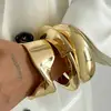 DIEZI 4 Style Punk Irregular Chunky Metal Wide Cuff Bangles Hip Hop Gold Silver Color Geometric Bangles Women Men Bracelet Set 3