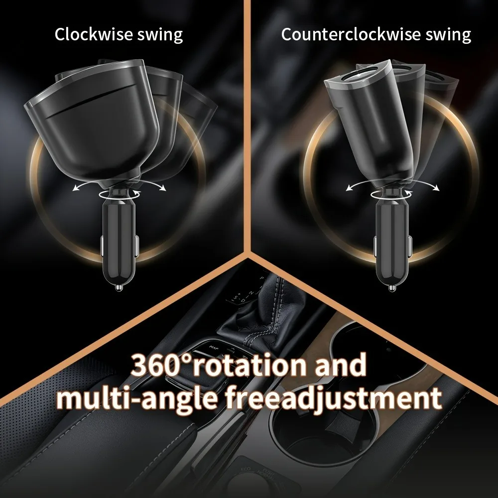 Car Charger USB PD Multiple Ports with Digital Display Charge Adapter for iPhone Xiaomi Huawei Samsung