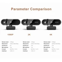Webcams 4K USB caméra Web avec Microphone Autofocus 2K caméra PC ordinateur portable Streaming en direct 1080P Webcam pour les appels vidéo 3