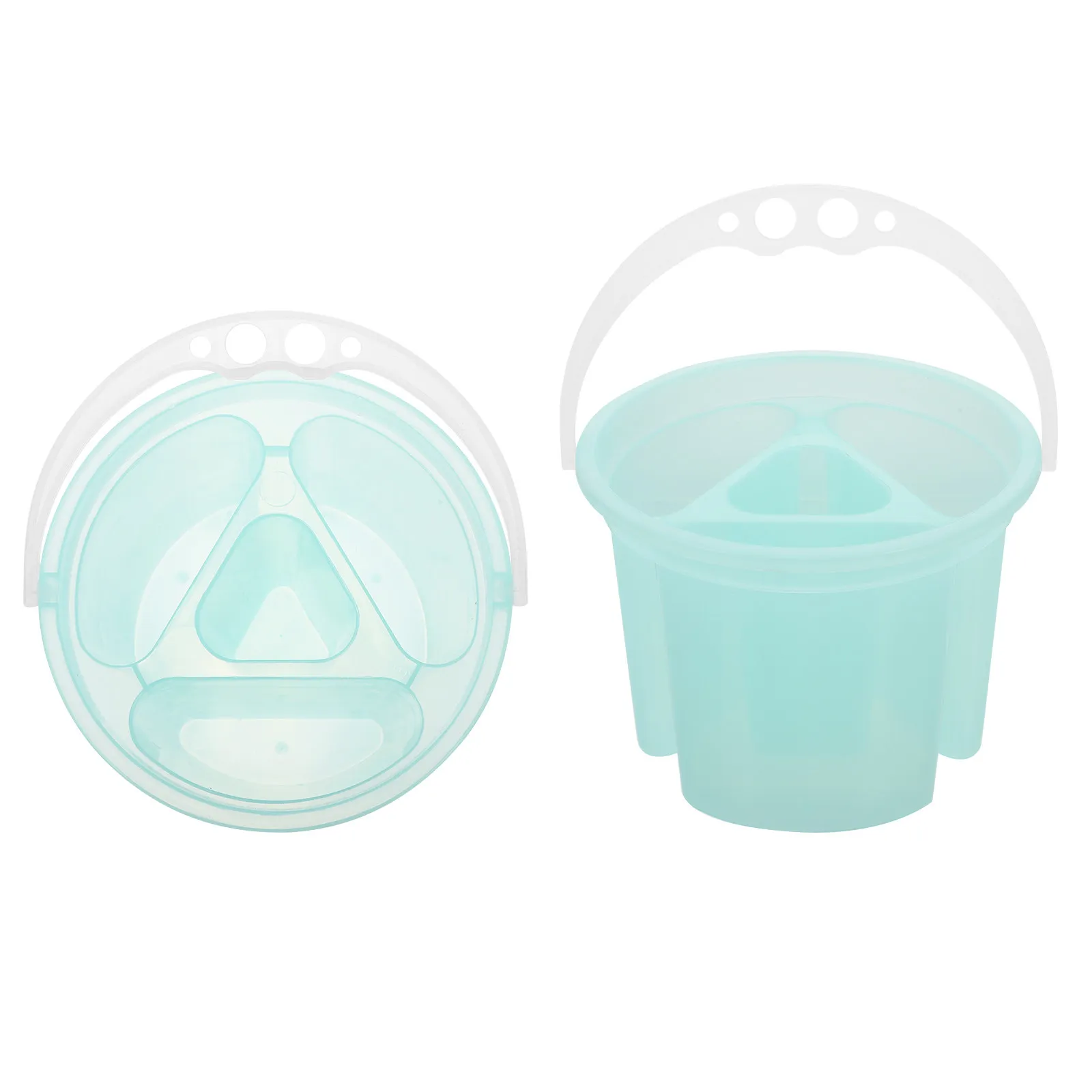 2Pcs 아티스트 브러쉬 세면대 플라스틱 페인팅 버킷 브러쉬 클리너 컬러 믹싱 팔레트 휴대용 워시 탱크 페인팅 도구