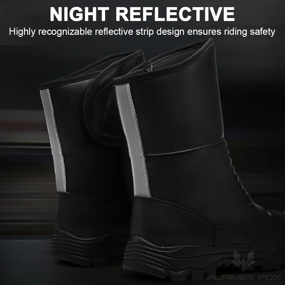 Leather Motorcycle Boots Men Classic Motocross Shoes Reinforced Heel Toe Waterproof Vintage Motorbike Touring Boot