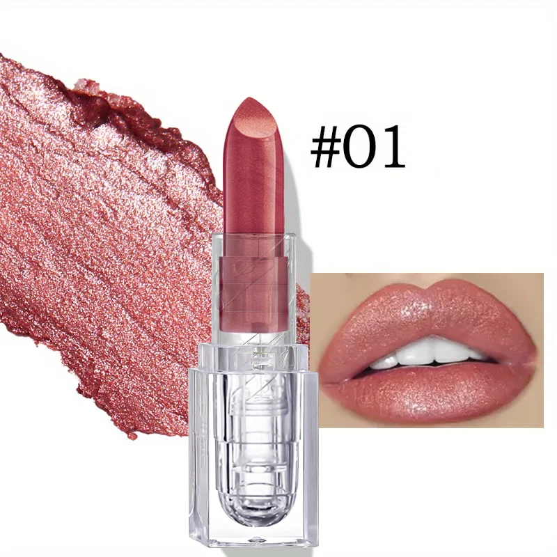 thumbnail image 1 of 6 Colors Gloss Sexy Beauty Glitter Lipstick Diamond Pearlescent Lipstick Black Lip Gloss Women Lips Makeup Cosmetic, 1 of 5
