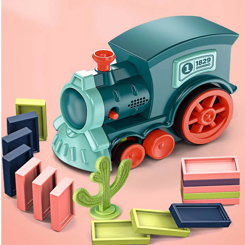 60 Pcs Domino Train Toy Set Domino Domino Automatic Domino Posa Treno Set Di Giocattoli Educativi Per L'Apprendimento Precoce Dei Bambini Per Il Regal