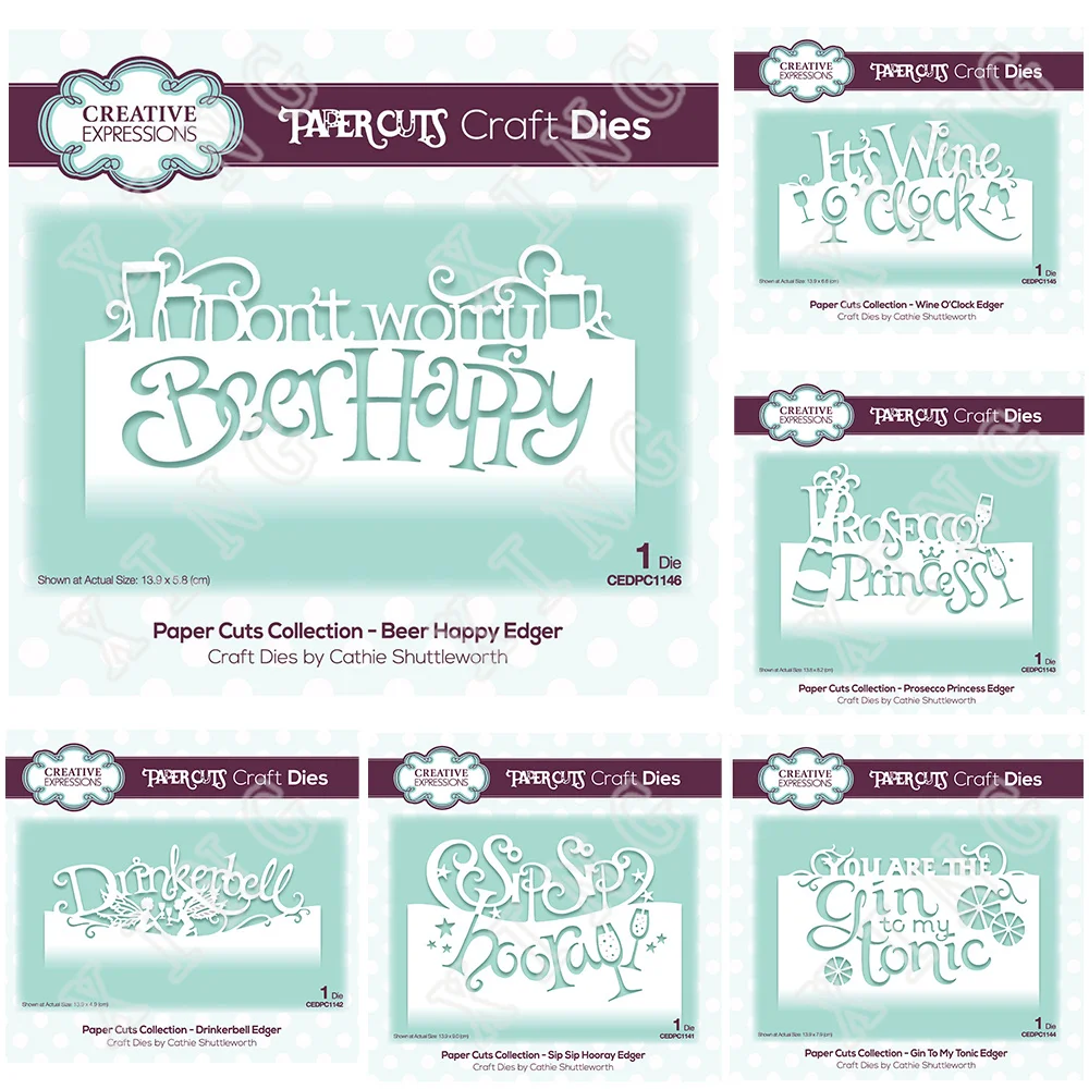 Prosecco Princess Garden Mouse Edger Beer Happy Wine O'Clock Gin To My Tonic Cutting Die Diy Paper Scrapbooking Stampi Per Goffratura