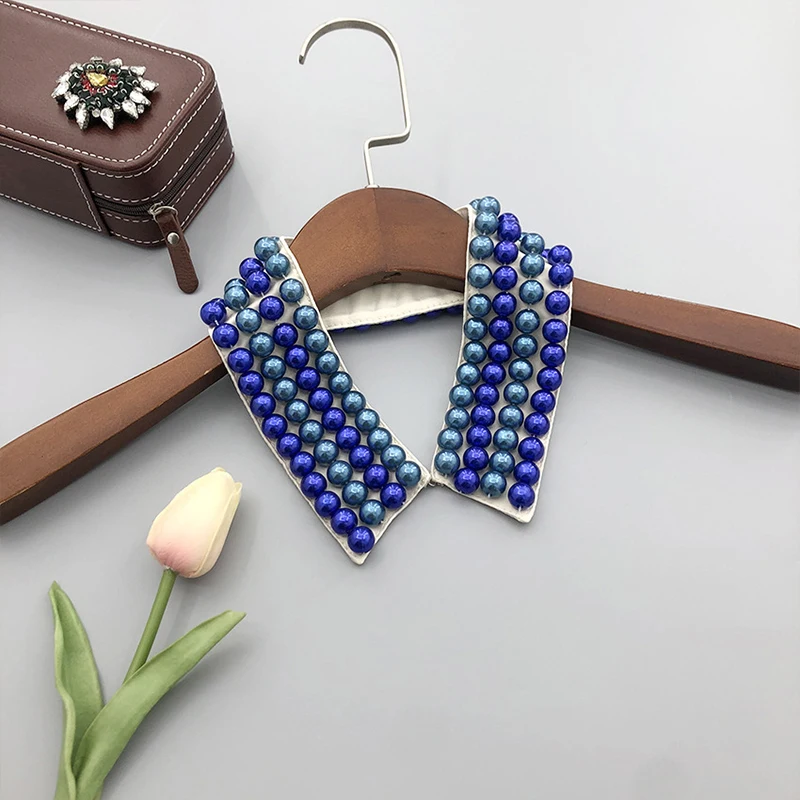 Collana Finta A Girocollo Staccabile: Collo Falso In Pizzo E Perle, Accessorio Donna Elegante - 3