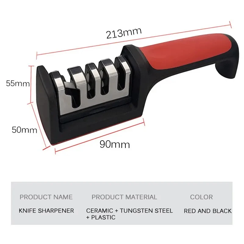 Multi-Functional Handheld Knife Sharpener with Black Sharpening Stone