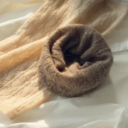 100% Cashmere Neck Autumn And Winter New Women's High-End Solid Color Knitted Warm Fashion Fengtail Hollow Casual Neck Cover