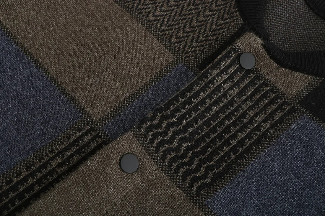Men's Long Cardigan Thickened Sweater Autumn Stand Collar Knit Sweater Coat