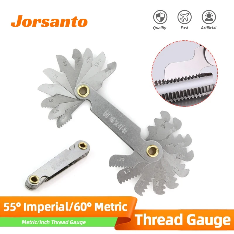 55/60 Degree Thread Plug Gauge Metric Imperial Gear Tooth Screw Pitch Gauges Carbon Steel Measuring Tool Tap Thread Measurement