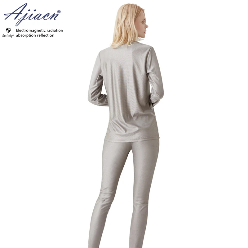 Genuine electromagnetic radiation protective 100% silver fiber knitted fabric long underwear EMF shielding thermal underwear emf shielding fabric