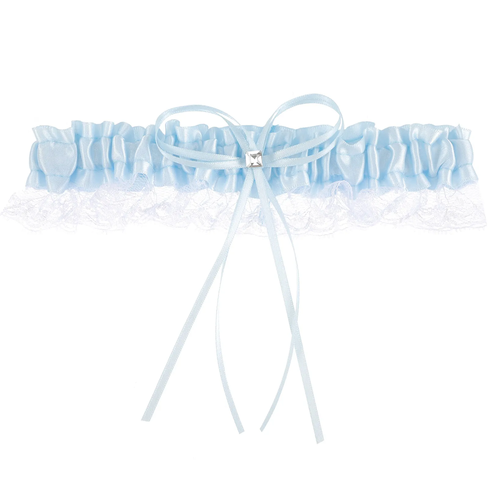 Giarrettiera da Sposa Blu con Fiocco in Pizzo, Fascia per Coscia Sexy, Accessorio Elegante per il Giorno del Matrimonio, Simbolo di Purezza, Abbinabile a Tutto - immagine 3