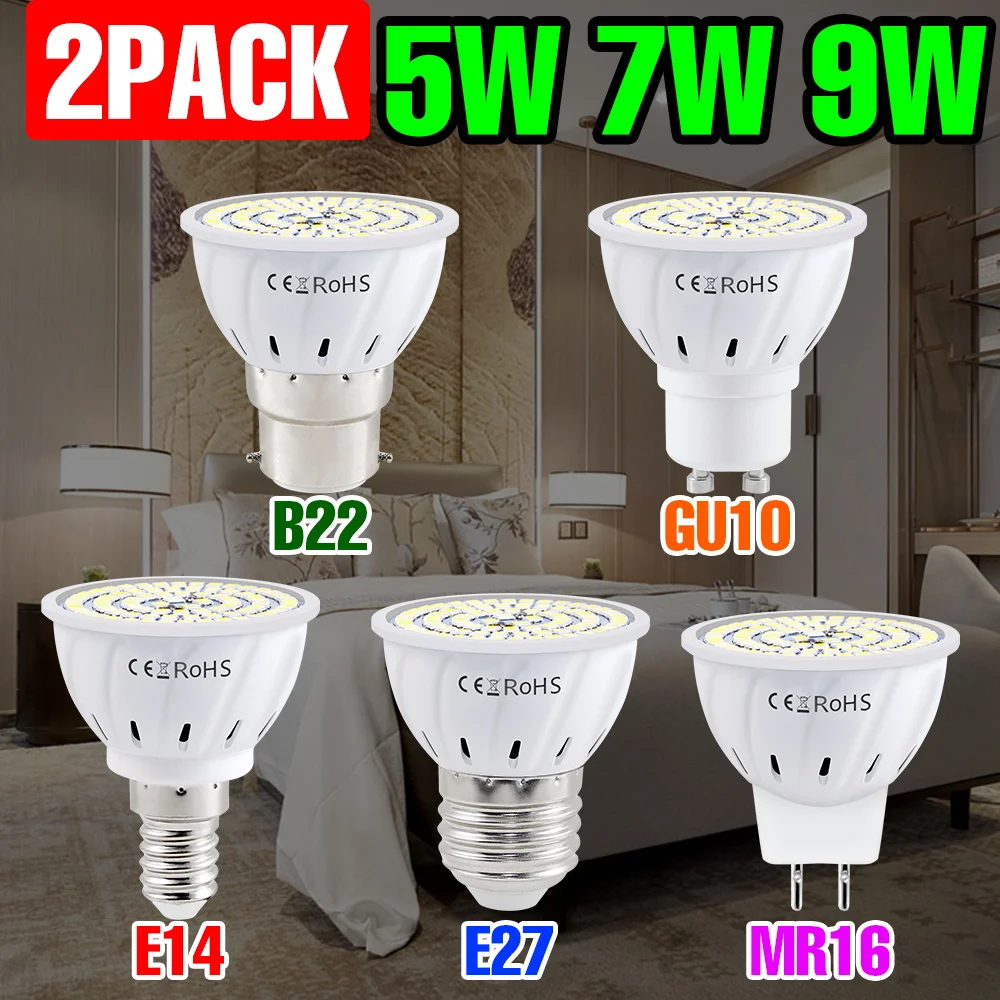 9W Indoor LED Light Bulb E27 Ceiling Lamp GU10 Spotlight MR16 Corn ...