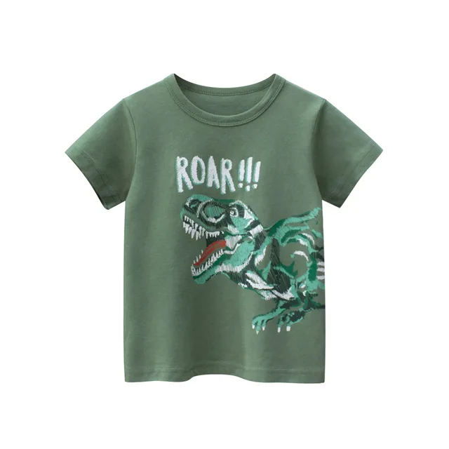 T-shirt Manches Courtes Enfant Imprimé Dinosaure - Style Mignon 'J'ai 3 Ans' - Pour Fille Et Garçon