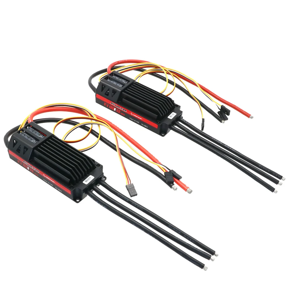 Étiquette du contrôleur de vitesse ESC sans balais Hobbywing Skywalker 130A/160A HV OPTO V2 6-14S montrant les spécifications.
