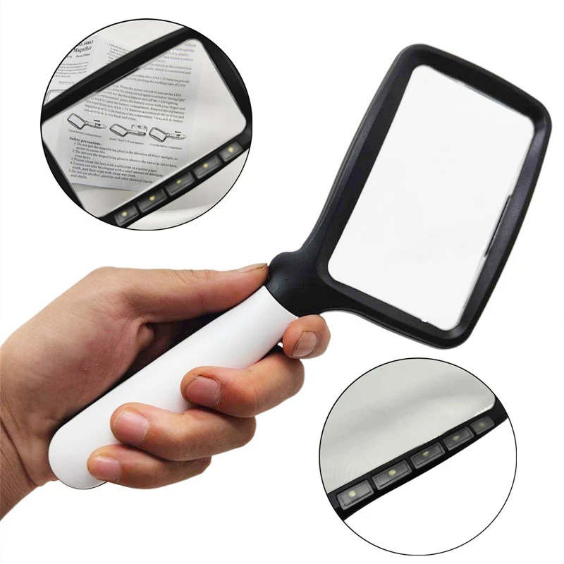 Portable Handheld Magnifier For Elderly Reading Magnifier With 5 Led