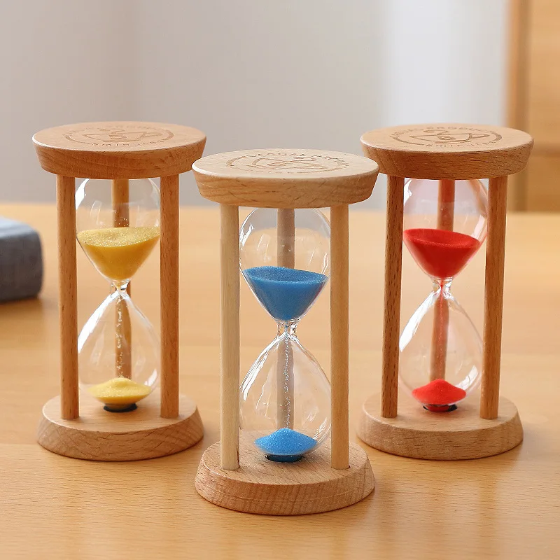 1-5 Min Wooden Hourglass Timer Creative Home Living Room Desktop Decoration Children Sandglass Birthday Gift Portable Sand Clock 4