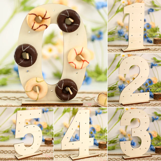 Soportes de madera para Donuts, tablero de pared, soporte para Barra de  postres, decoración de boda, fiesta de cumpleaños - AliExpress