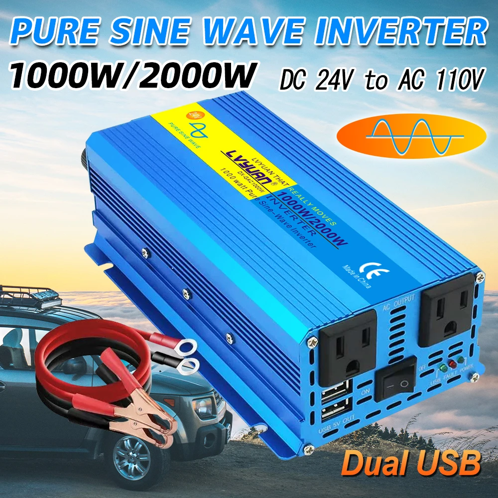 Pure Sine Wave Inverter 1200W 2000W Car Adapter