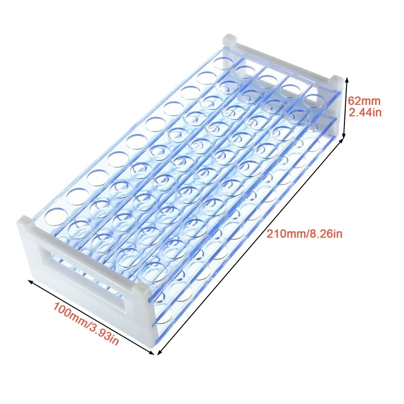1X Plastic Test Tube Stand Bracket Rack For 12-13MM Test Tubes 50 Hole Positions & 20 Pcs Non-Completed Plastic Test Tubes Lab T 6