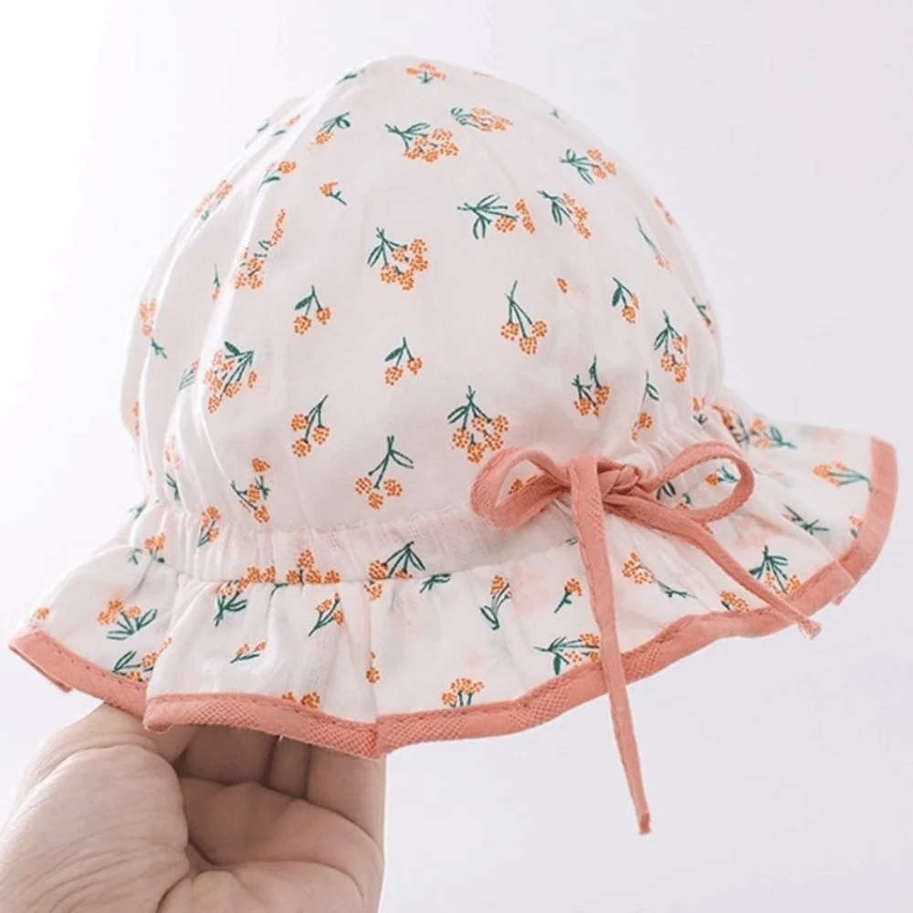 Cute Breathable Baby Hat Drawstring Visors Lovely Bow Kids Sun Hat Sun Visors Comfortable Infant Hat Outdoor
