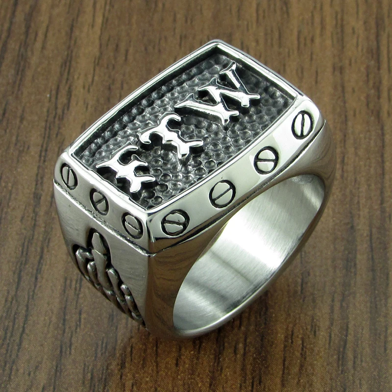 Punk Size 7-15# FTW Mechanical Screw Women's Biker Exquisite 316L Stainless Steel Motorcycle Middle Finger Ring 6