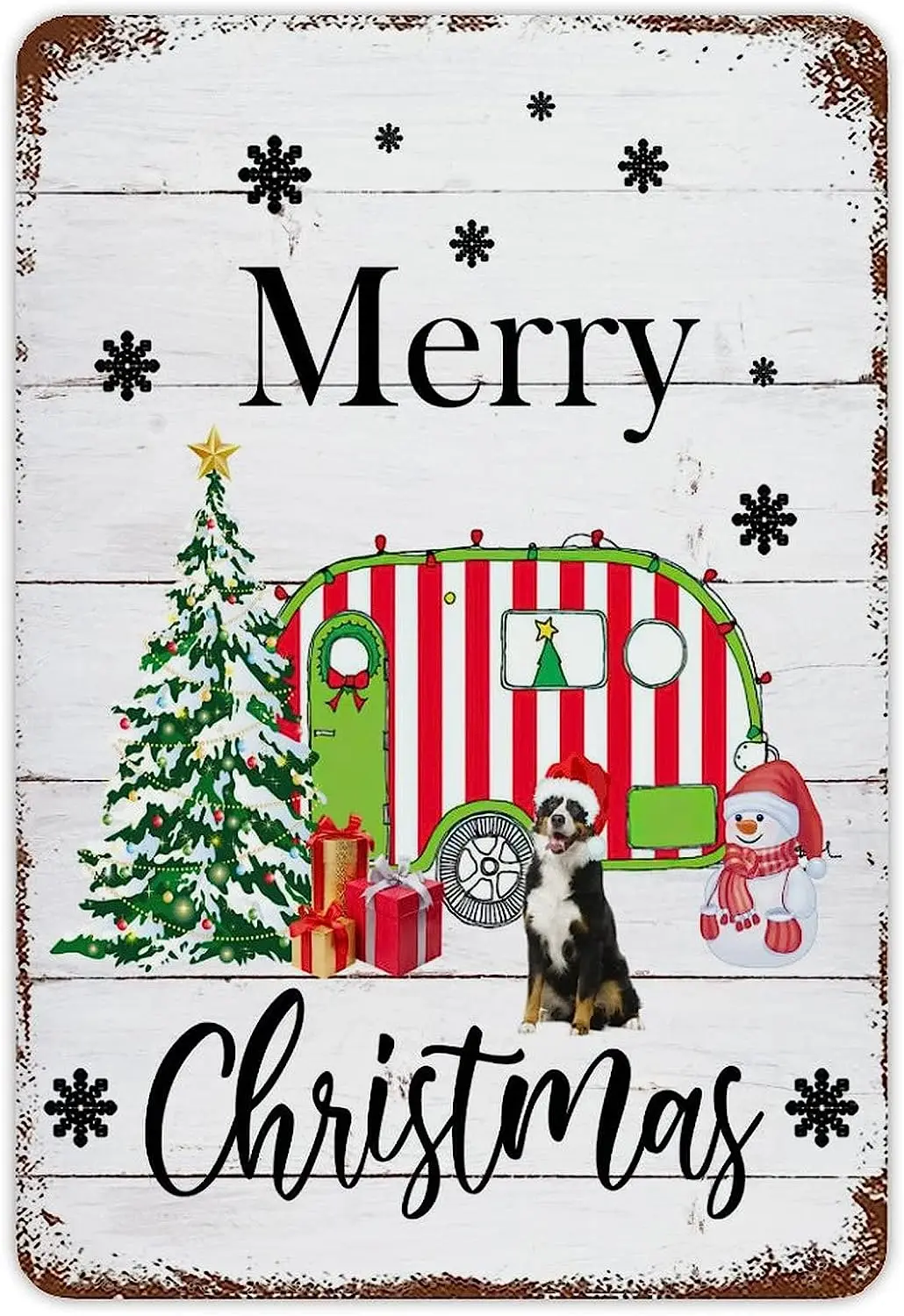Retro Christmas Tin Sign Camper Pine Tree Christmas Metal Sign Beagle Snowman Plaid Tin Sign Decorazioni Da Parete Autunnali Per