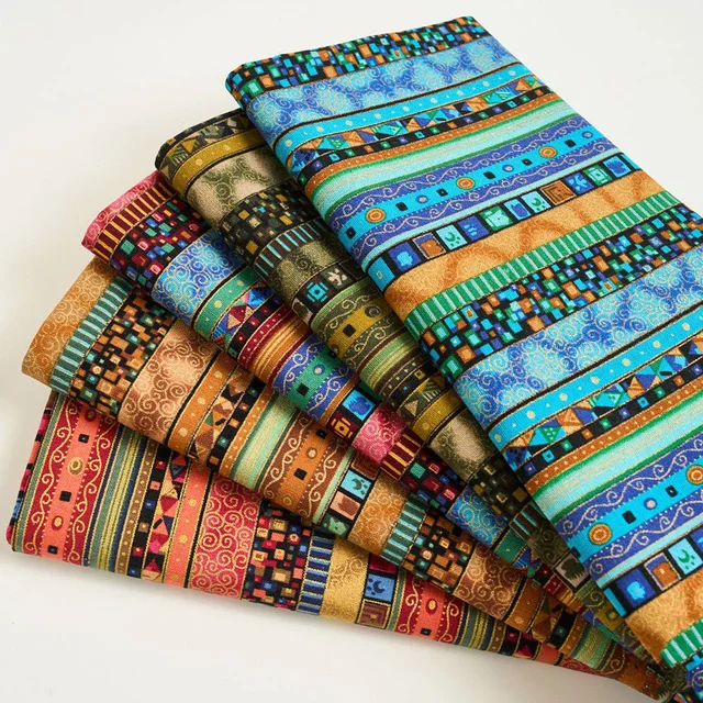 Stripe Pattern Cotton Linen Upholstery Fabric for Sofa Cover Dress Making Decorative Pillowcase Bohemian Household Quilt Textile