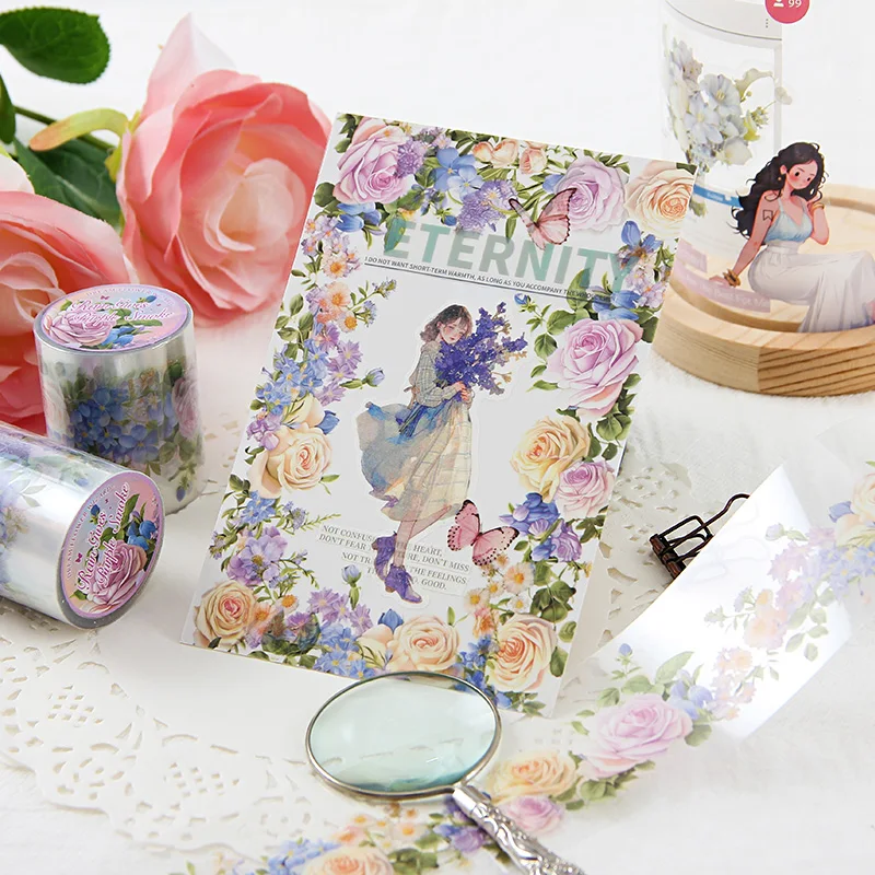 50mm*2m Lace Flower Landscaping Material Decor PET Tape roll Creative Journal Collage Scrapbooking Stationery School Supplies 5