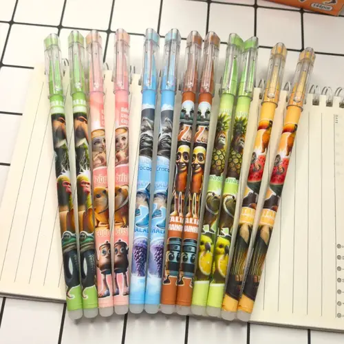 12pcs Tung Tung Sahur Italian Brainrot Wooden Stick Gel Pen Cartoon Signature Pen Individually Packaged Student Stationery Gift - Image 4